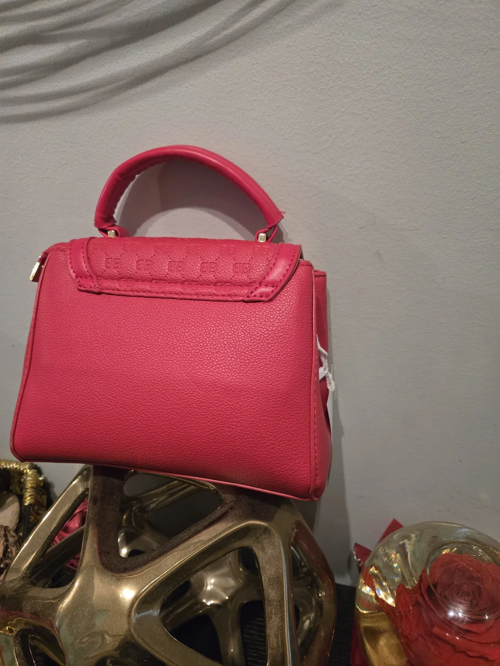 Red Top-Handle Women's Satchel- Crossbody Strap Inside Bag